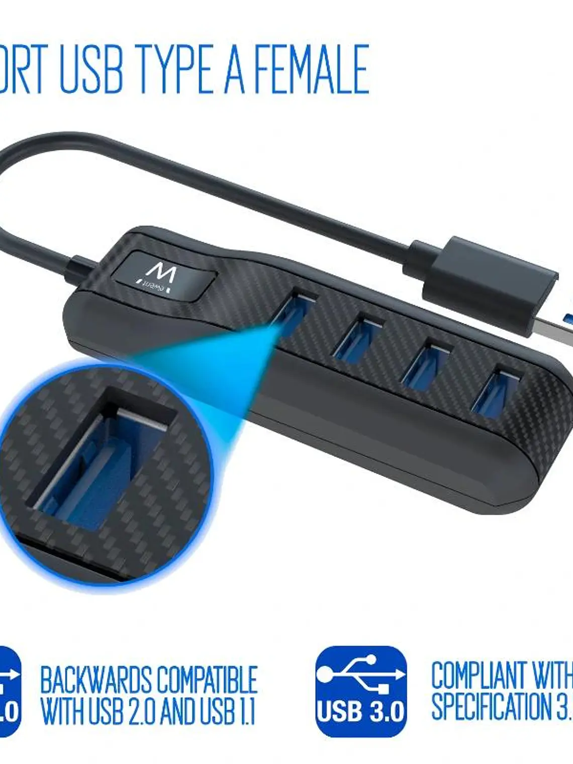 EWENT EW1138 Hub 4 Puertos USB 3.1 Gen1 (USB 3.0) 2