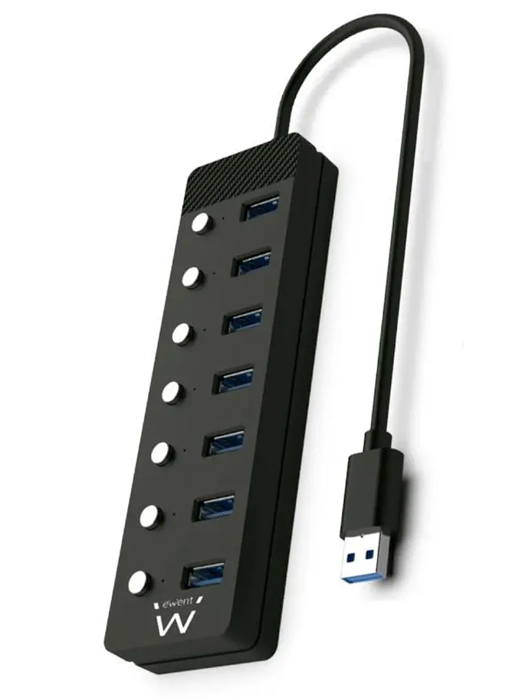 EWENT Hub usb-usb-c 7 ptos interruptor c/alimen. 1