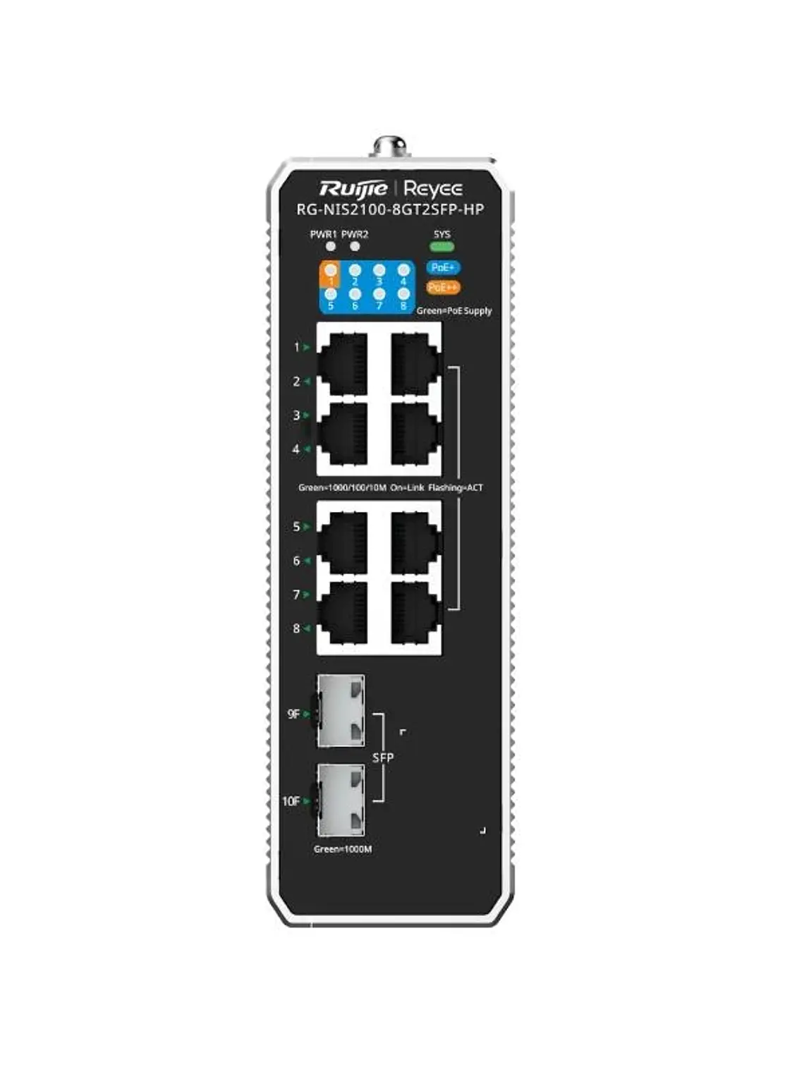 Reyee L2 Industrial Managed Switch, 8-Port RJ45 Gi 1