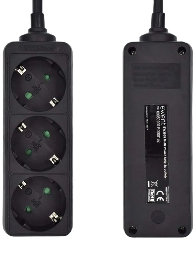 Ewent Ew3959 Regleta 3 tomas Negro 4