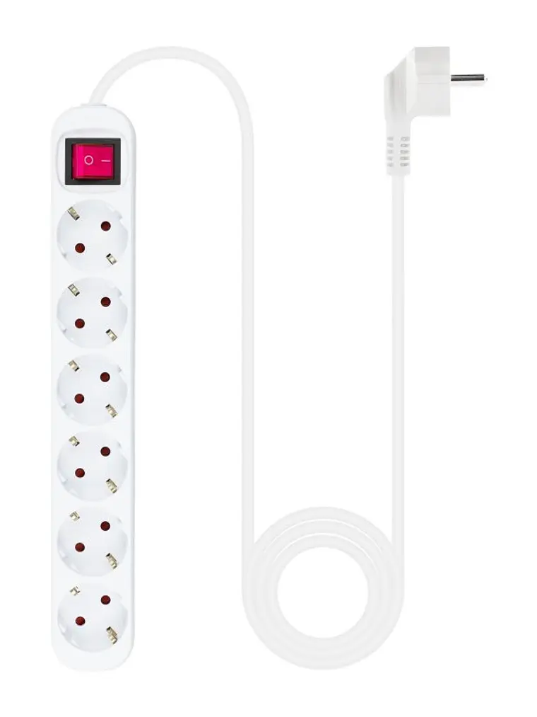 Nanocable Regleta 6 tomas con interruptor Blanca 1