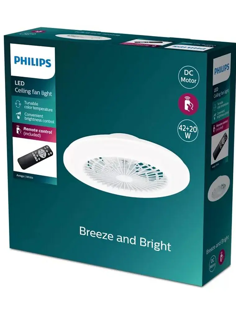 PHILIPS Ventilador techo Amigo LED 20+42W Blanco 2