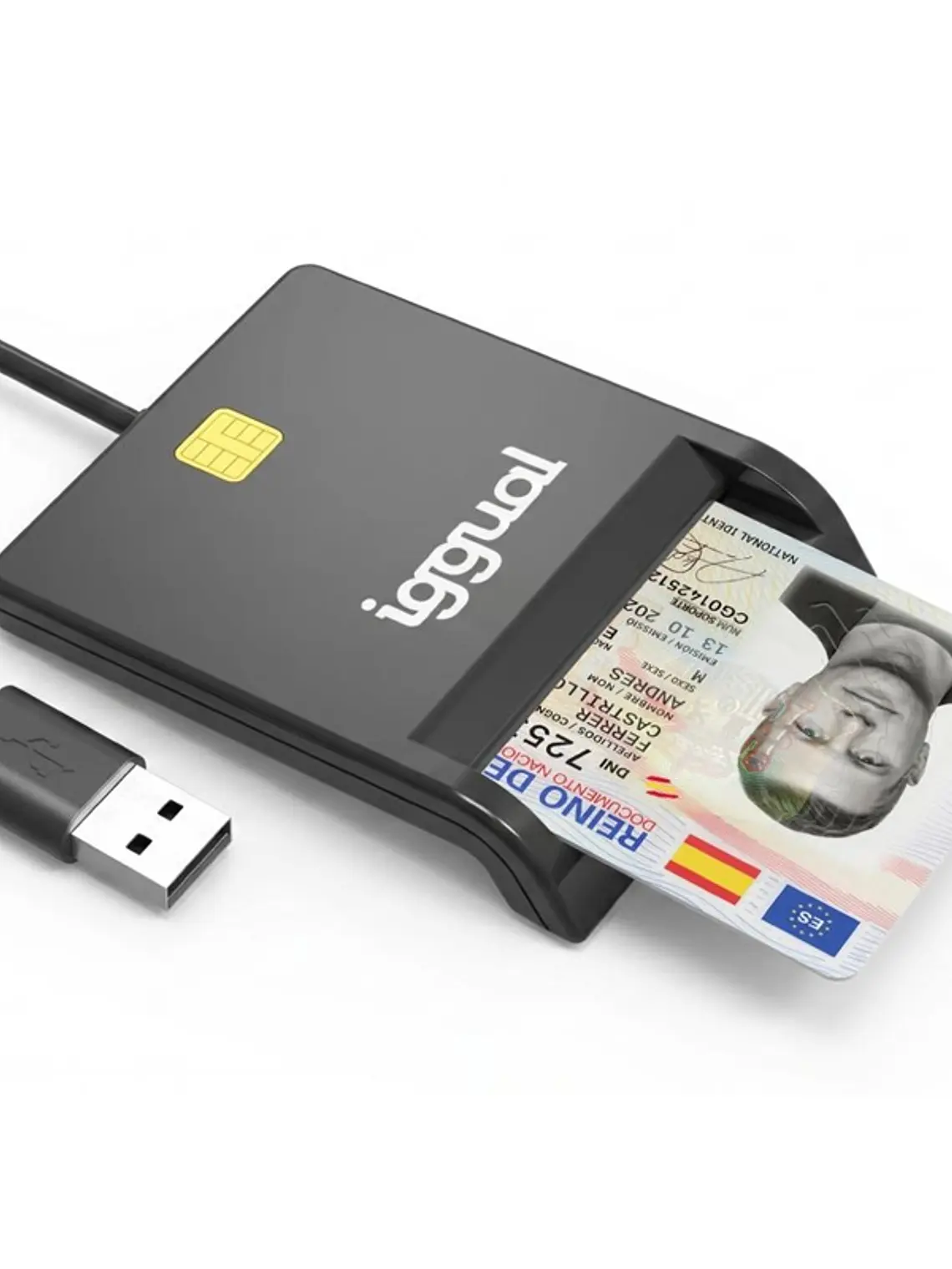 iggual Lector DNI SIP tarjetas ID USB 2.0 negro 1