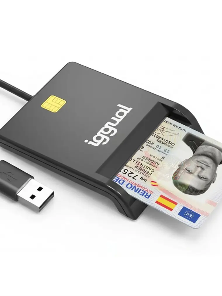 iggual Lector DNI SIP tarjetas ID USB 2.0 negro 1