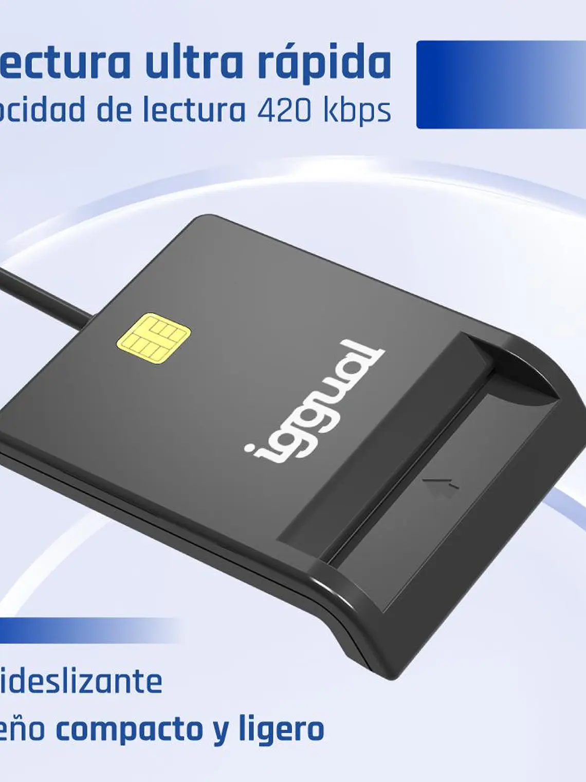 iggual Lector DNI SIP tarjetas ID USB 2.0 negro 4