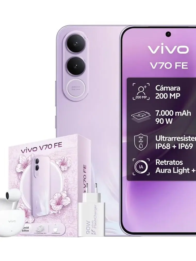 VIVO V70 FE 8Gb 512Gb Bundle Ch90w+ Buds3 Purple 1