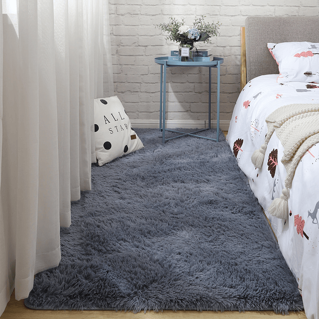 Alfombra Bajada De Cama Shaggy 60x150 Gris Clems