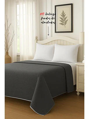 Cubrecama Quilt Reversible Gris