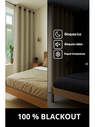 Pack 2 Cortina Engomada Termica 100% Blackout de Tipo Lino 140x220