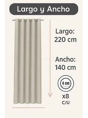 Pack 2 Cortina Engomada Termica 100% Blackout de Tipo Lino 140x220