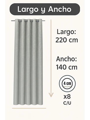Pack 2 Cortina Engomada Termica 100% Blackout de Tipo Lino 140x220