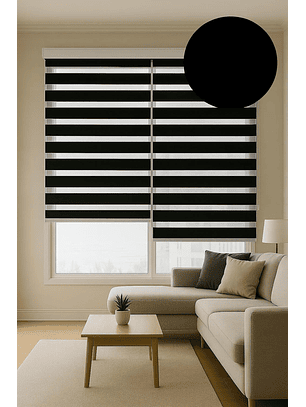 Cortina Roller Duo Zebra Color Negra 