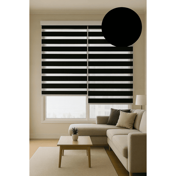 Cortina Roller Duo Zebra Color Negra  1