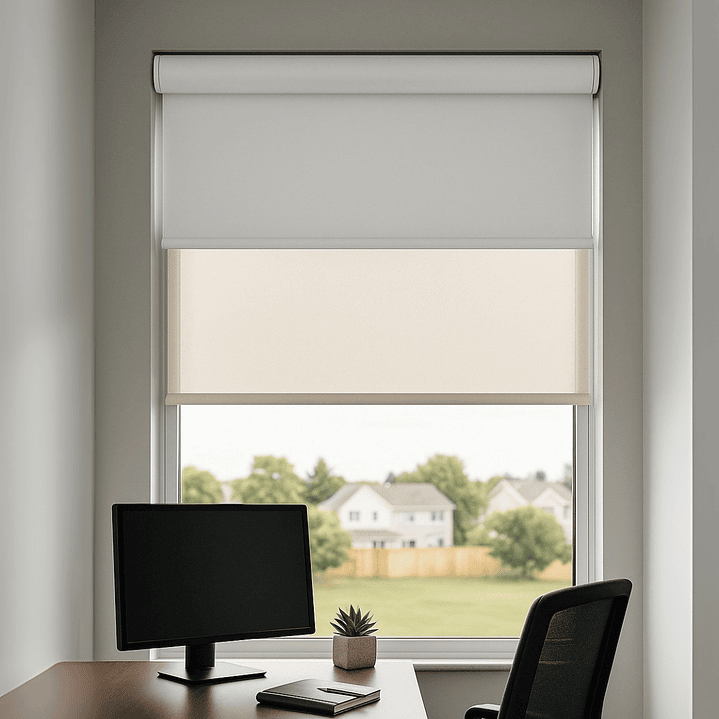 Cortina Roller Doble Blackout / Sunscreen Color Crudo 1