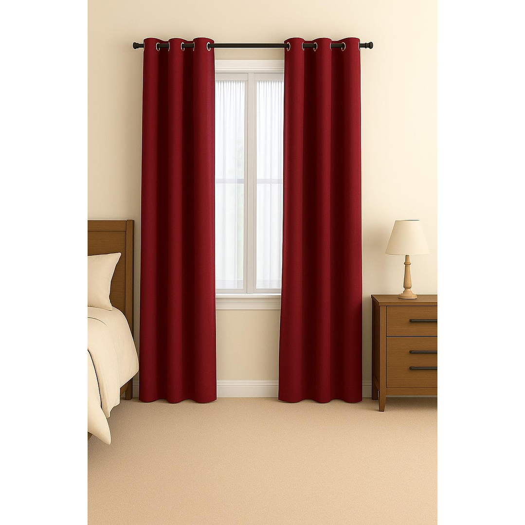 Cortinas Blackout Tela Delgada 140x225 – Pack 2 paños Rojo 1