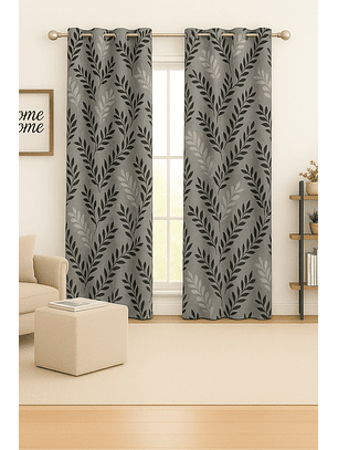 Cortina Blackout Tela Diseño 140x225 – Pack 2 paños Hoja Gris