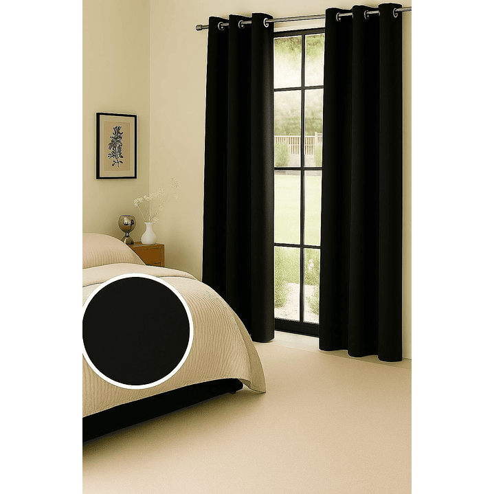 Cortinas Blackout Tela Delgada 140x225 – Pack 2 paños Negro 4