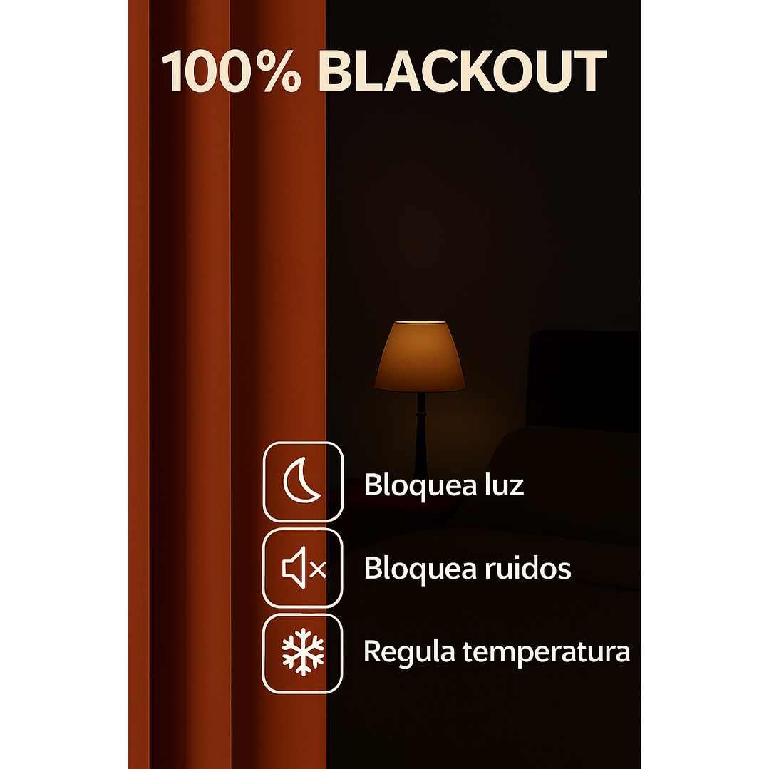 Cortinas Blackout Tela Delgada 140x225 – Pack 2 paños Naranjo 6