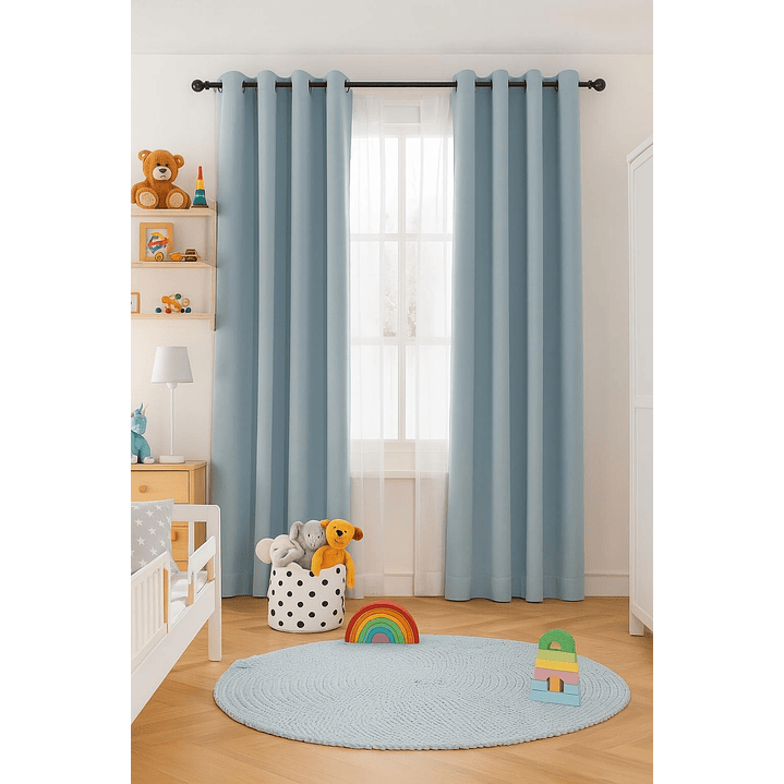 Cortina Blackout Tela Delgada 140x225 – 1 paño Azul Claro 3