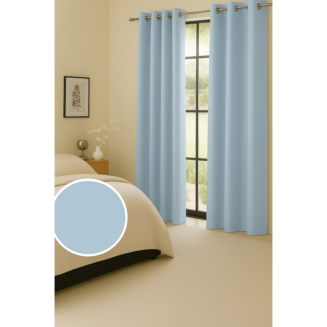Cortina Blackout Tela Delgada 140x225 – 1 paño Azul Claro 4