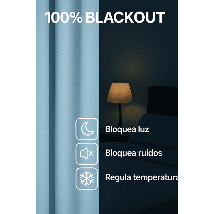 Cortina Blackout Tela Delgada 140x225 – 1 paño Azul Claro 6