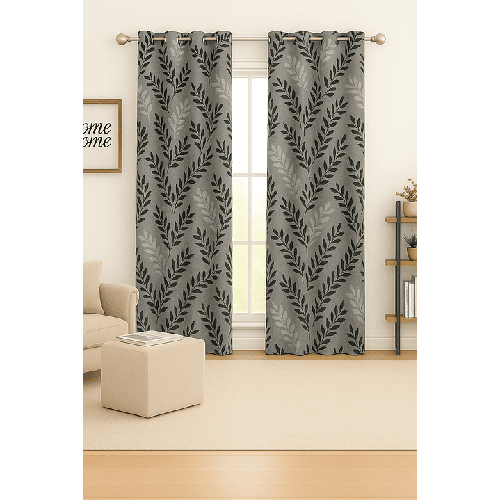 Cortina Blackout Tela Diseño 140x225 – 1 paño Hoja Gris 2