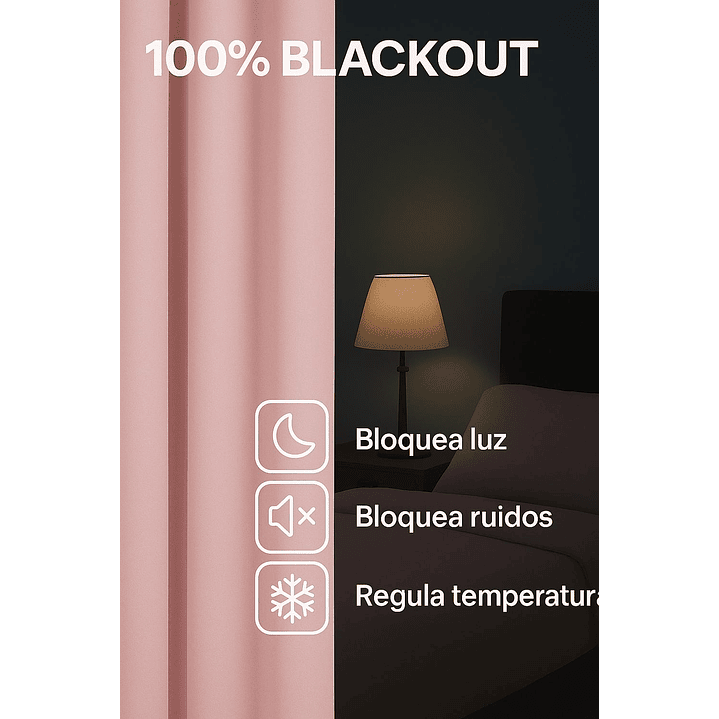 Cortina Blackout Tela Delgada 140x225 – 1 paño Rosa 6