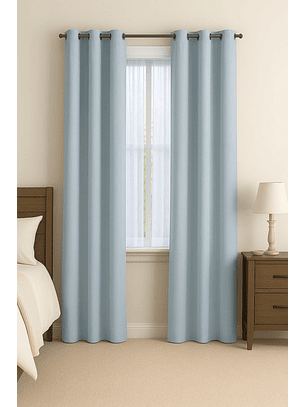 Cortinas Blackout Tela Delgada 140x225 – Pack 2 paños Azul Claro