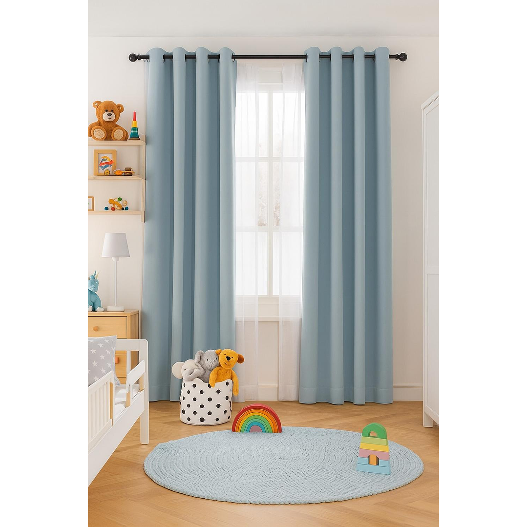 Cortinas Blackout Tela Delgada 140x225 – Pack 2 paños Azul Claro 3