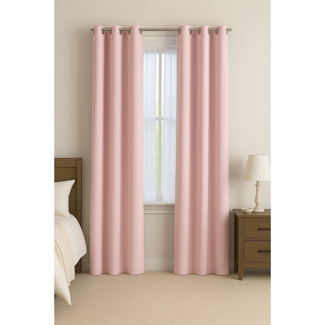 Cortinas Blackout Tela Delgada 140x225 – Pack 2 paños Rosa 1