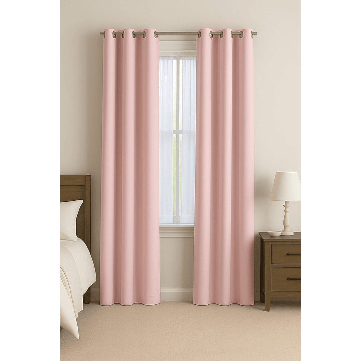 Cortinas Blackout Tela Delgada 140x225 – Pack 2 paños Rosa 1