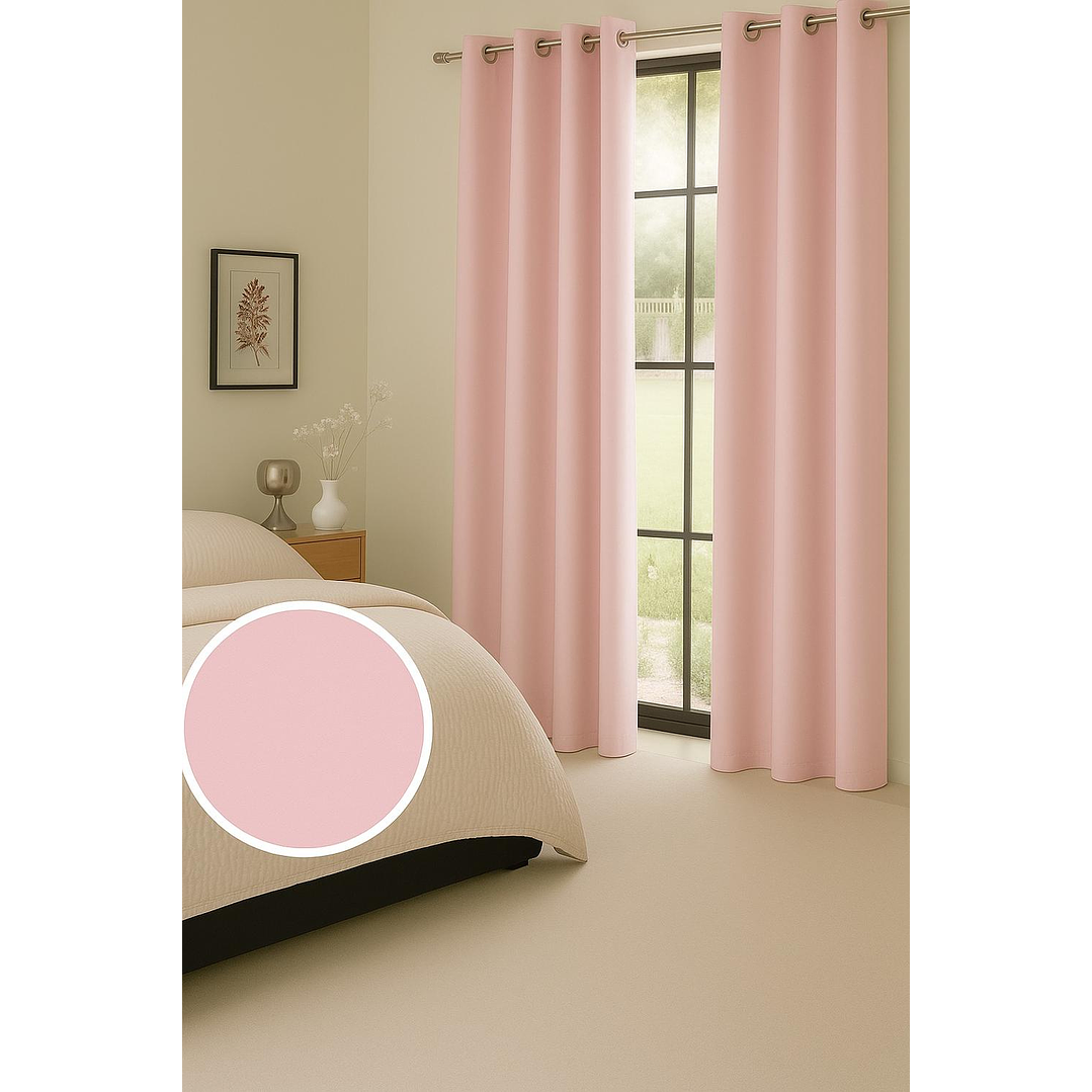 Cortinas Blackout Tela Delgada 140x225 – Pack 2 paños Rosa 4