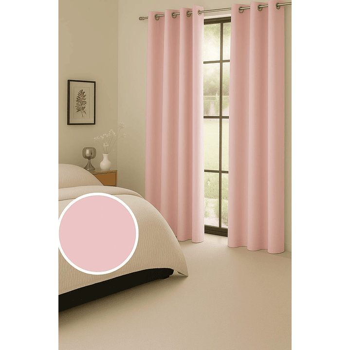 Cortinas Blackout Tela Delgada 140x225 – Pack 2 paños Rosa 4