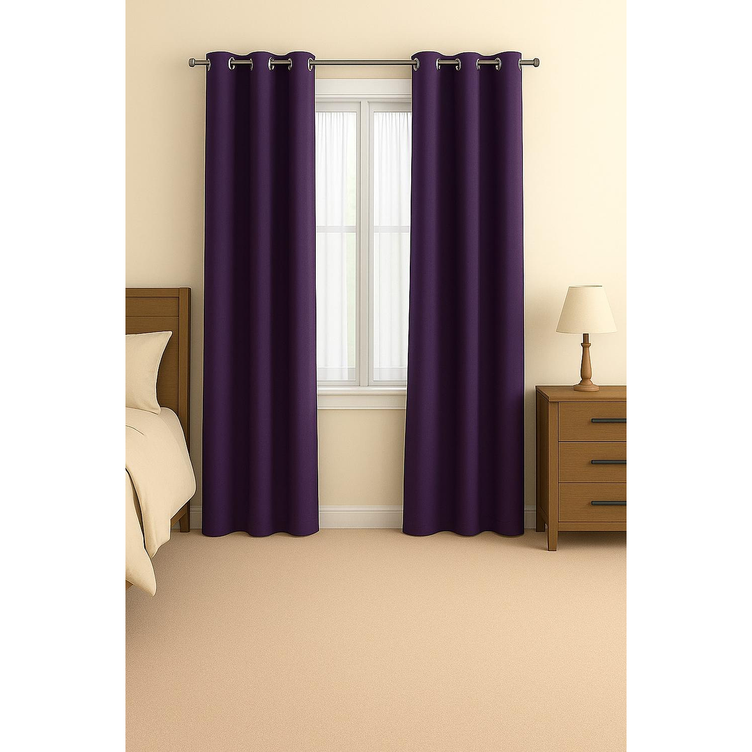 Cortinas Blackout Tela Delgada 140x225 – Pack 2 paños Morado 1