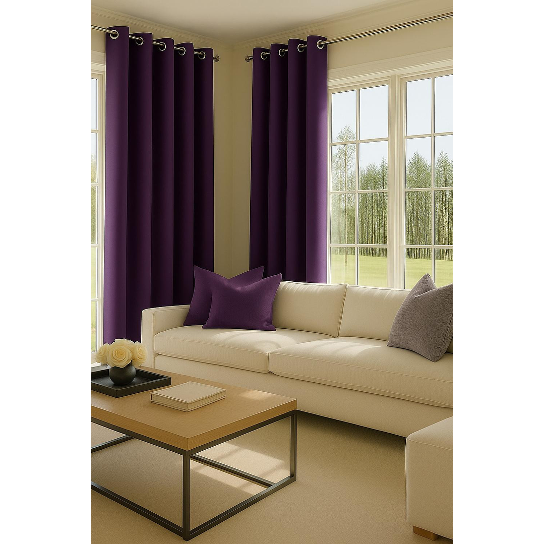 Cortinas Blackout Tela Delgada 140x225 – Pack 2 paños Morado 3