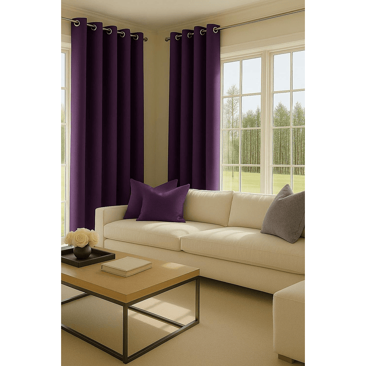 Cortinas Blackout Tela Delgada 140x225 – Pack 2 paños Morado 3