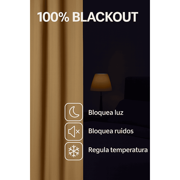 Cortinas Blackout Tela Delgada 140x225 – Pack 2 paños Dorado 6
