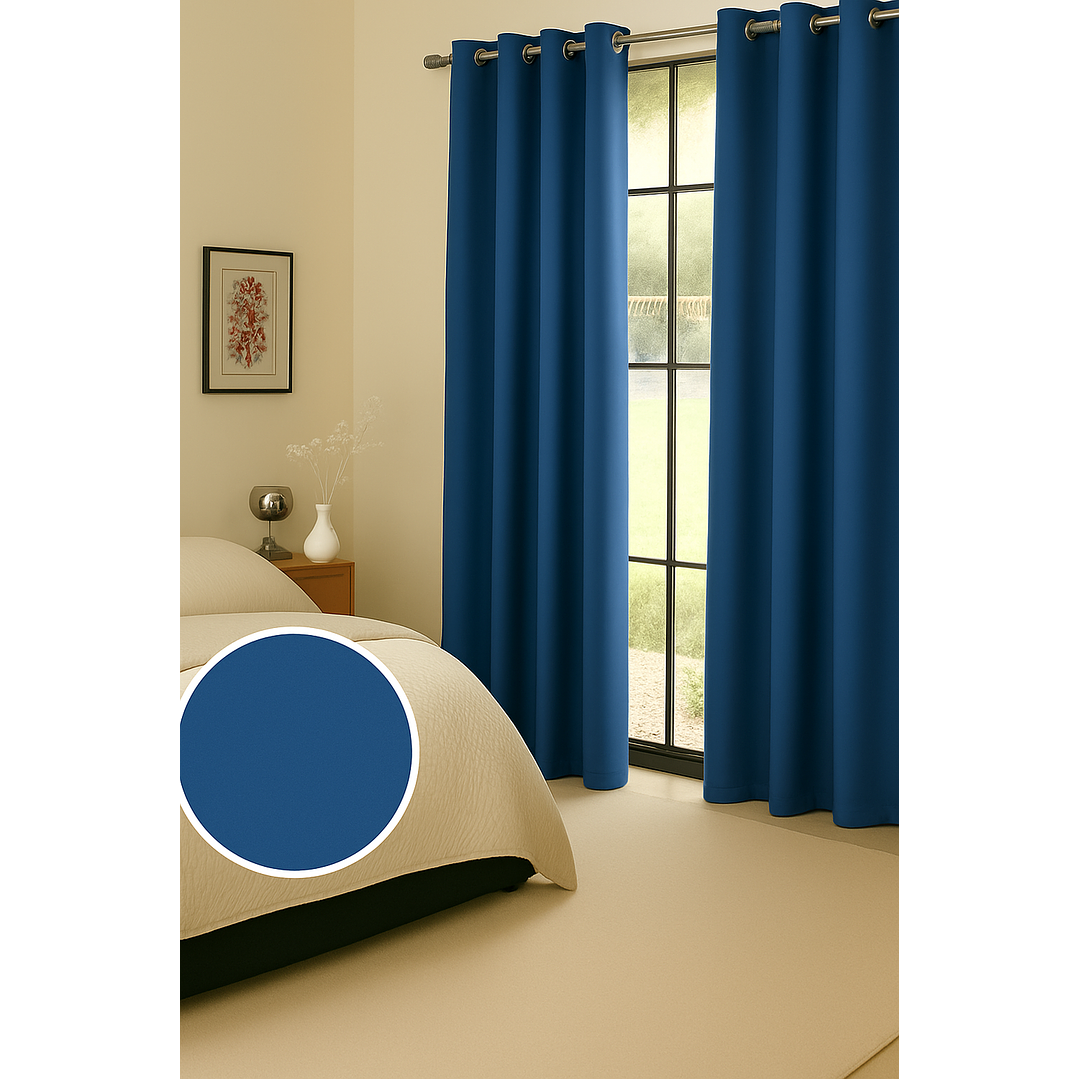 Cortina Blackout Tela Delgada 140x225 – 1 paño Azul 4