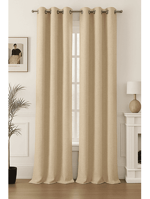 Cortina Blackout Tela Tipo Lino Gruesa 140x225 – Pack  2 Paños Taupe