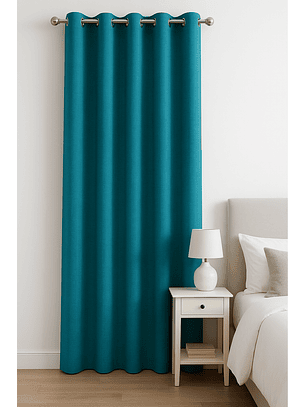 Cortina Blackout Tela Tipo Lino Gruesa 140x225 – 1 Paño Turquesa