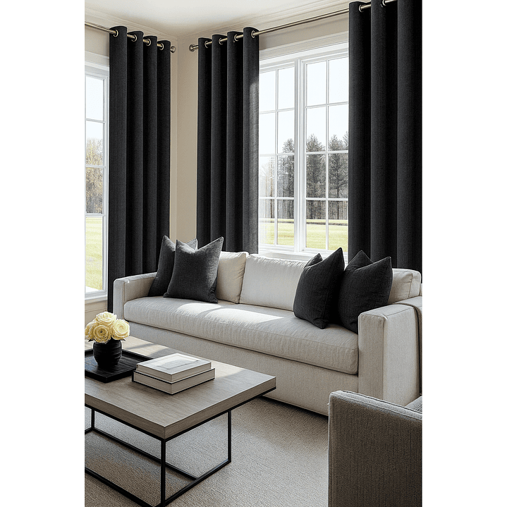 Cortina Blackout Tela Tipo Lino Gruesa 140x225 – 1 Paño Negro 5