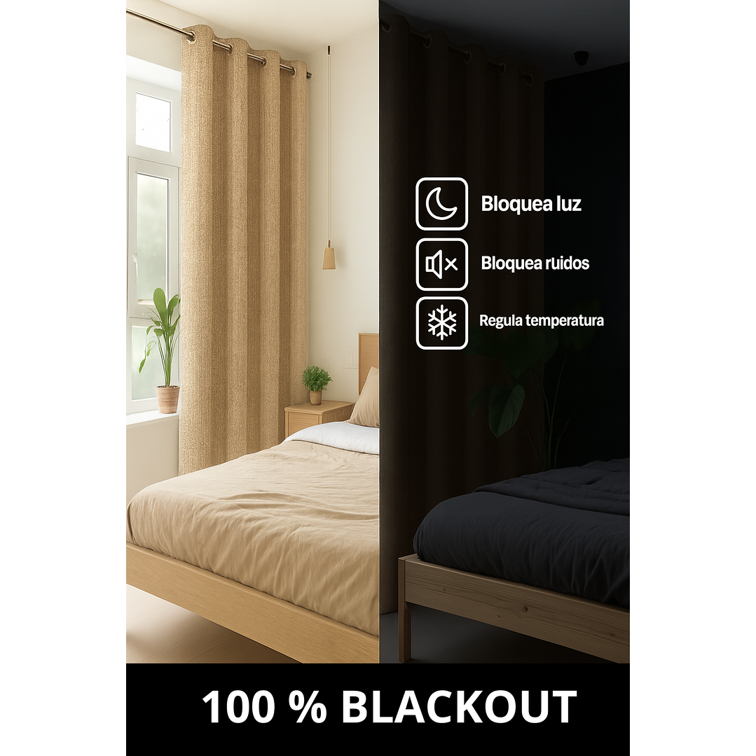 Cortina Blackout Tela Tipo Lino Gruesa 140x225 – 1 Paño Taupe 2