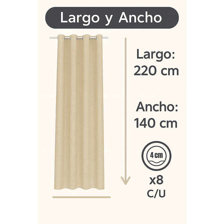 Cortina Blackout Tela Tipo Lino Gruesa 140x225 – 1 Paño Taupe 3