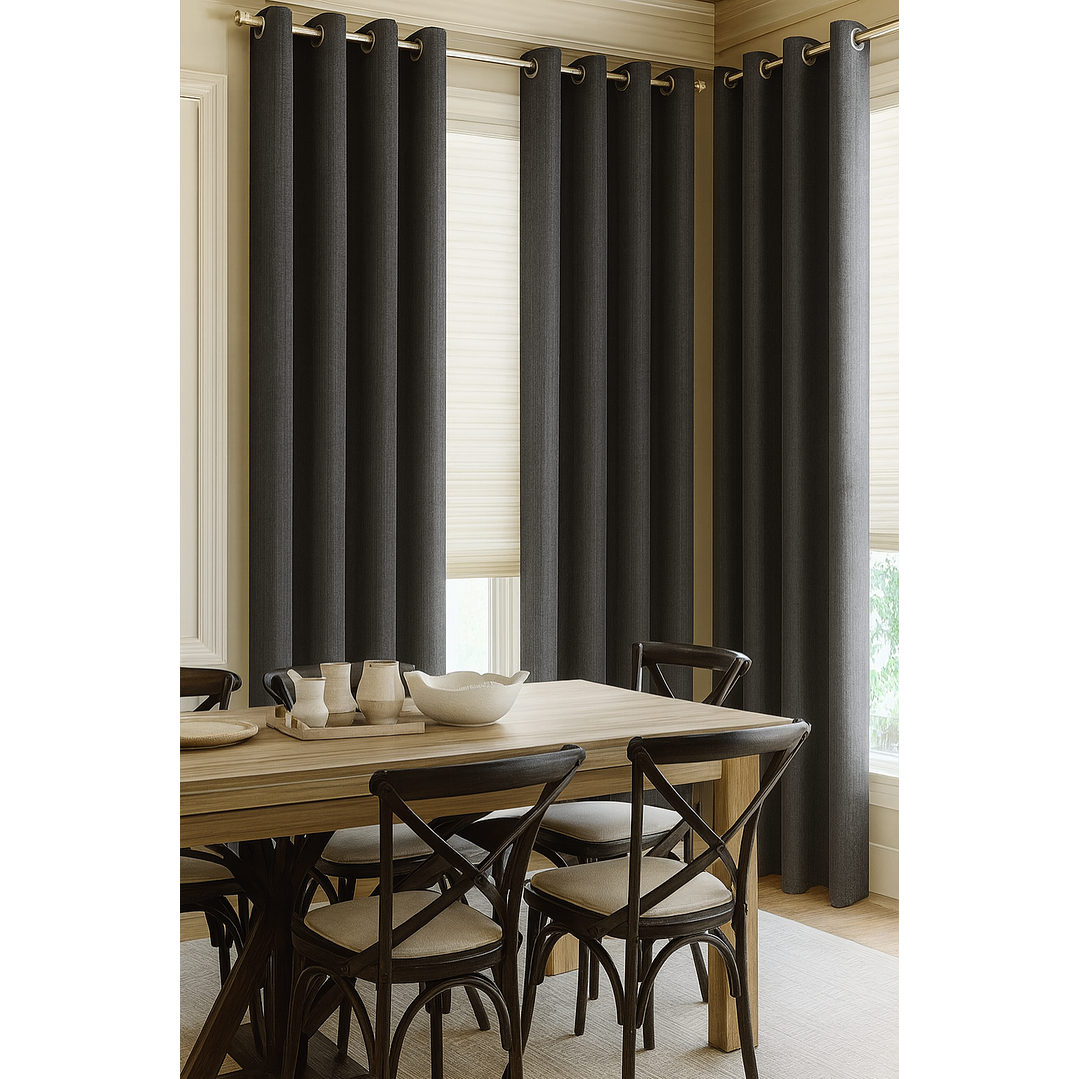 Pack 2 Cortina Blackout Lino 140x220cm Gris Oscuro 6