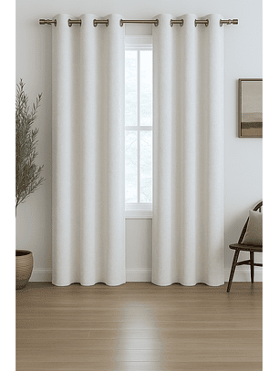Cortina Blackout Tela Tipo Lino Gruesa 140x225 – Pack  2 Paños Blanco
