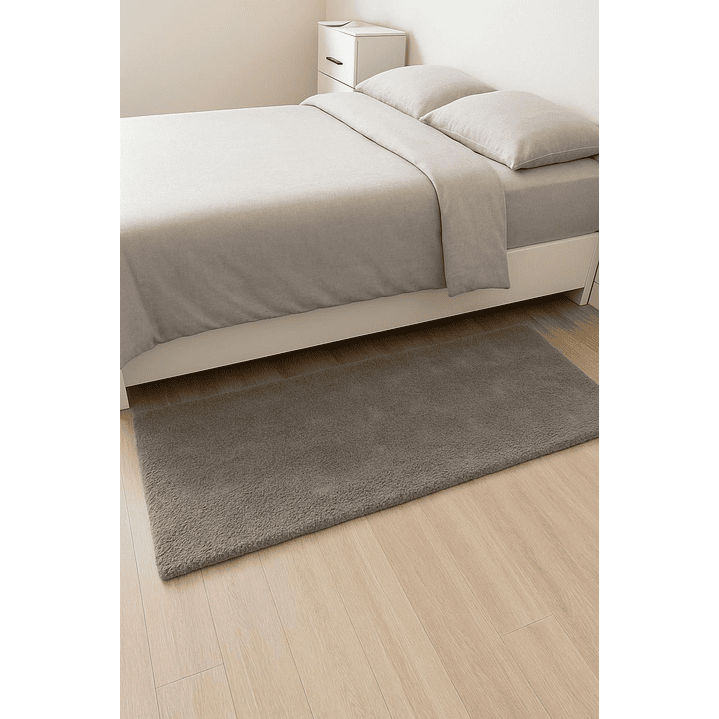 Alfombra Bajada De Cama Timmy Peluda Color Gris 55x145 3
