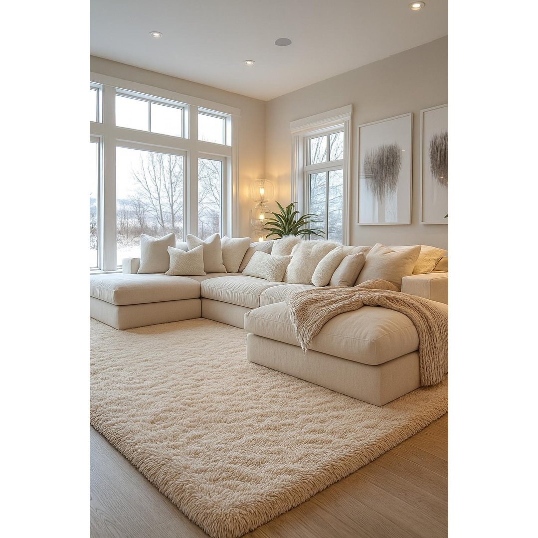 Alfombra Peluda Shaggy Beige 200x220 Clems 1