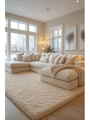 Alfombra Peluda Shaggy Beige 200x220 Clems