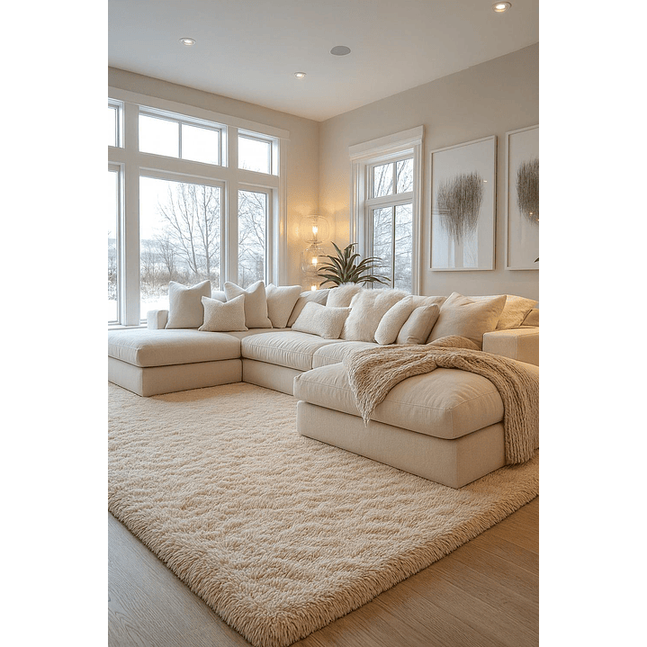 Alfombra Peluda Shaggy Beige 200x220 Clems 1