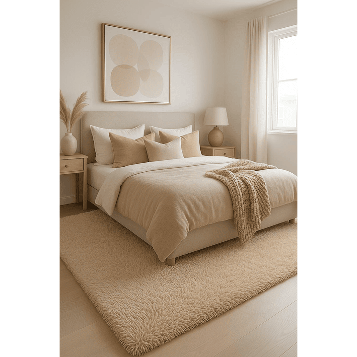 Alfombra Peluda Shaggy Beige 200x220 Clems 3